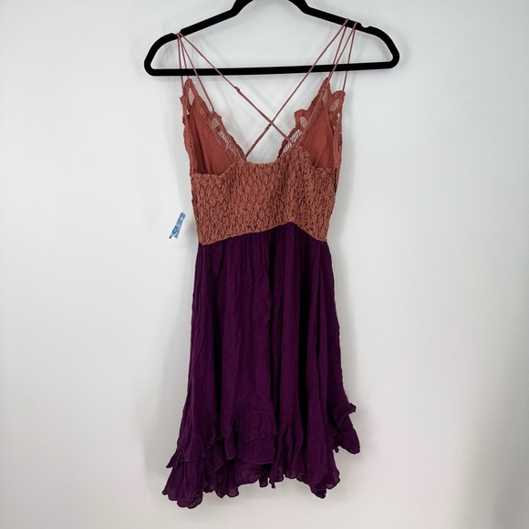 Free People Lace Spaghetti Strap Ruffled Mini Dress - Picture 2 of 4
